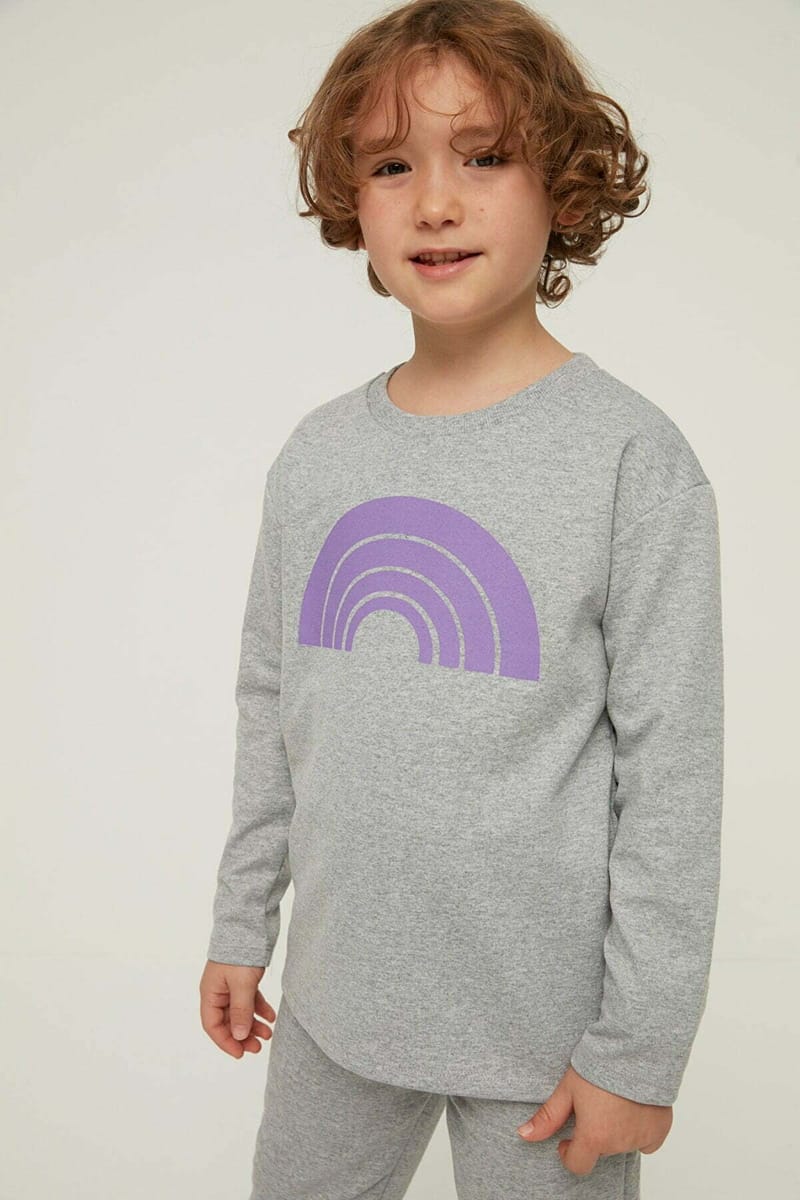Gray Printed Boy Knitted Slim Sweatshirt Grey Printed Boy Knitted Slim Sweatshirt - Sweatshirts 71