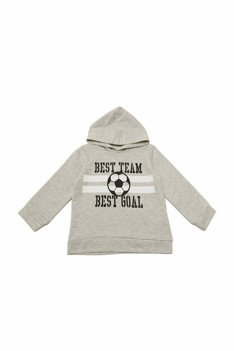 Grey Printed Hoodie Boy Knitted Slim Sweatshirt - Sweatshirts 65