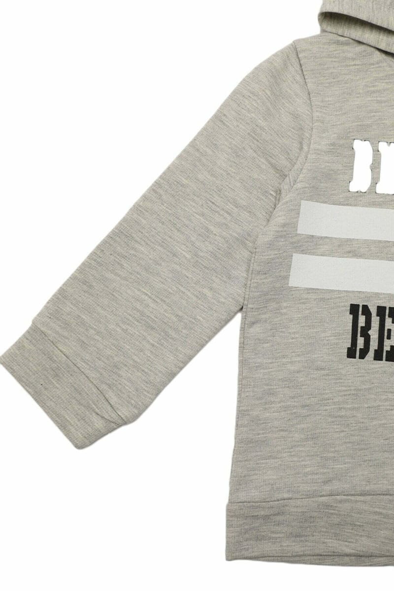 Grey Printed Hoodie Boy Knitted Slim Sweatshirt - Sweatshirts 66
