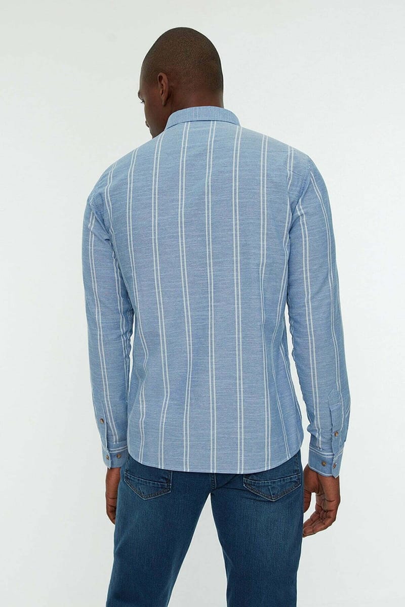 Striped Slim Fit Men's Shirt - Long Sleeves Shirts 48