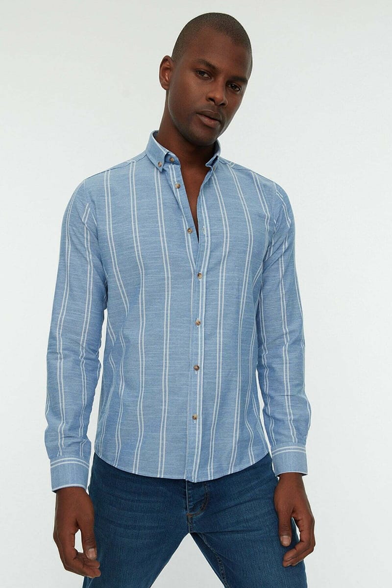 Striped Slim Fit Men's Shirt - Long Sleeves Shirts 44