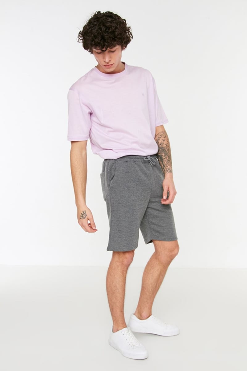 Drawstring Shorts Grey Trendyol - Men's Sweat Shorts 51