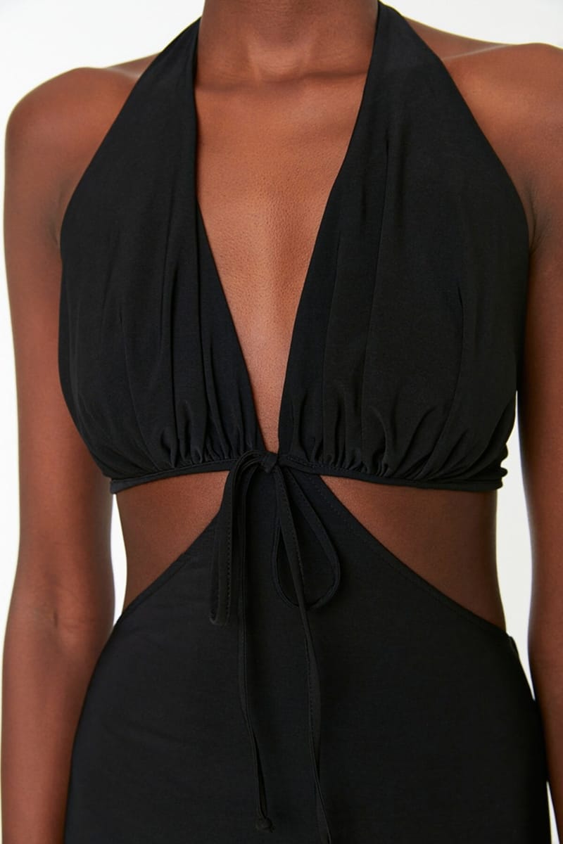 Black Halter Neck Cut Out Detail Women's Dress Black Halter Neck Cut Out Detail Women's Dress - Party Dresses 22