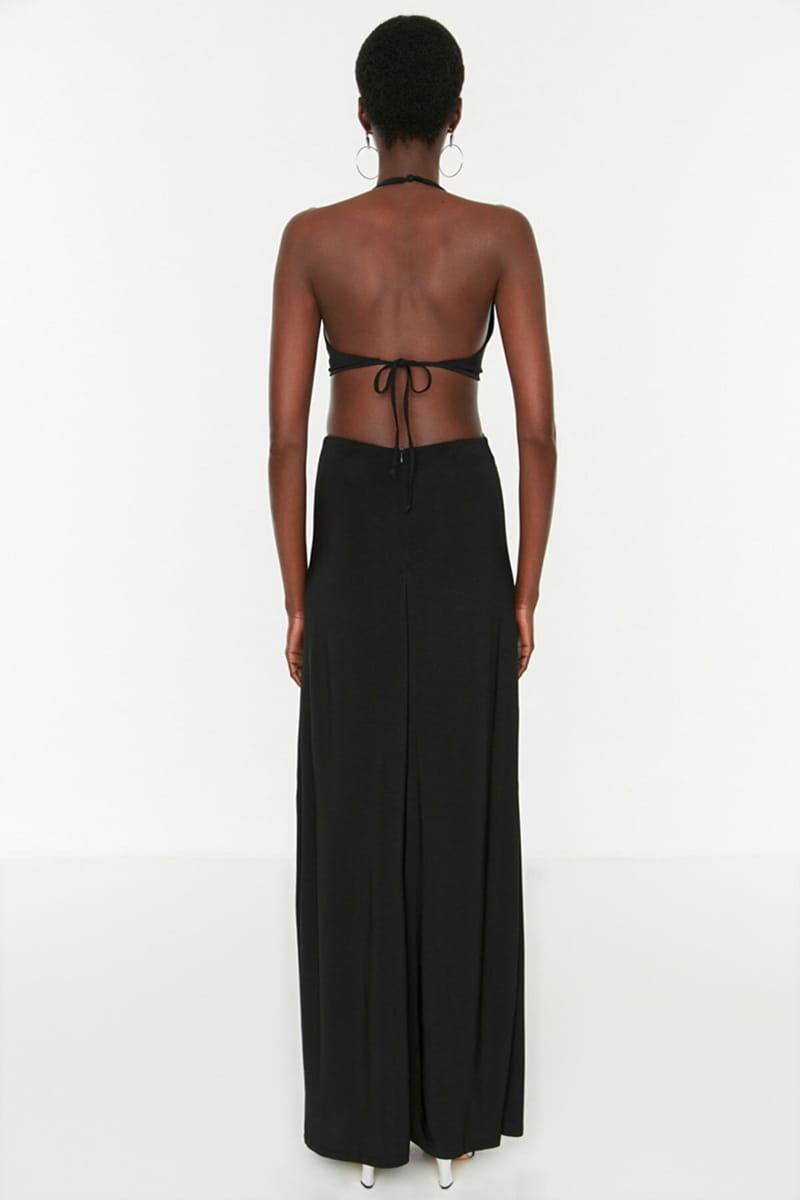 Black Halter Neck Cut Out Detail Women's Dress Black Halter Neck Cut Out Detail Women's Dress - Party Dresses 24