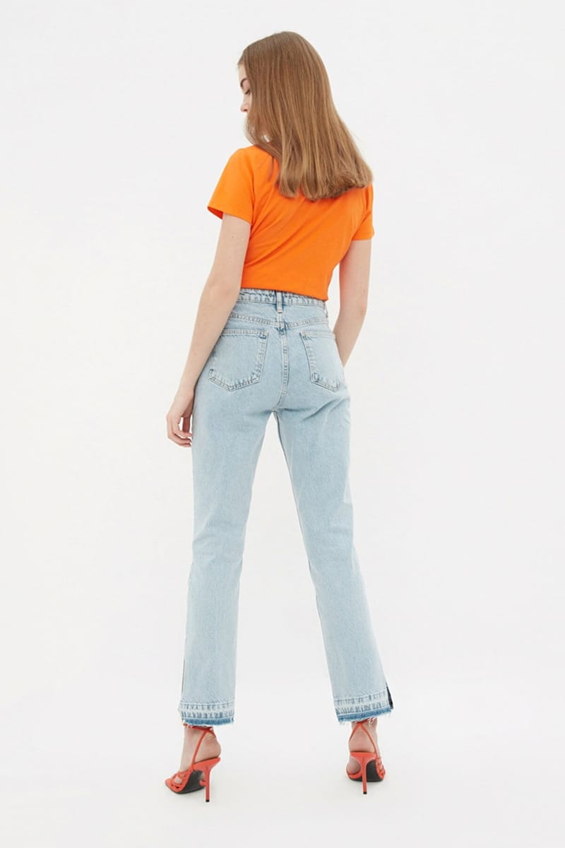 Light Slit Stitch Detail High Waist Bootcut Jeans - Straight Jeans 24