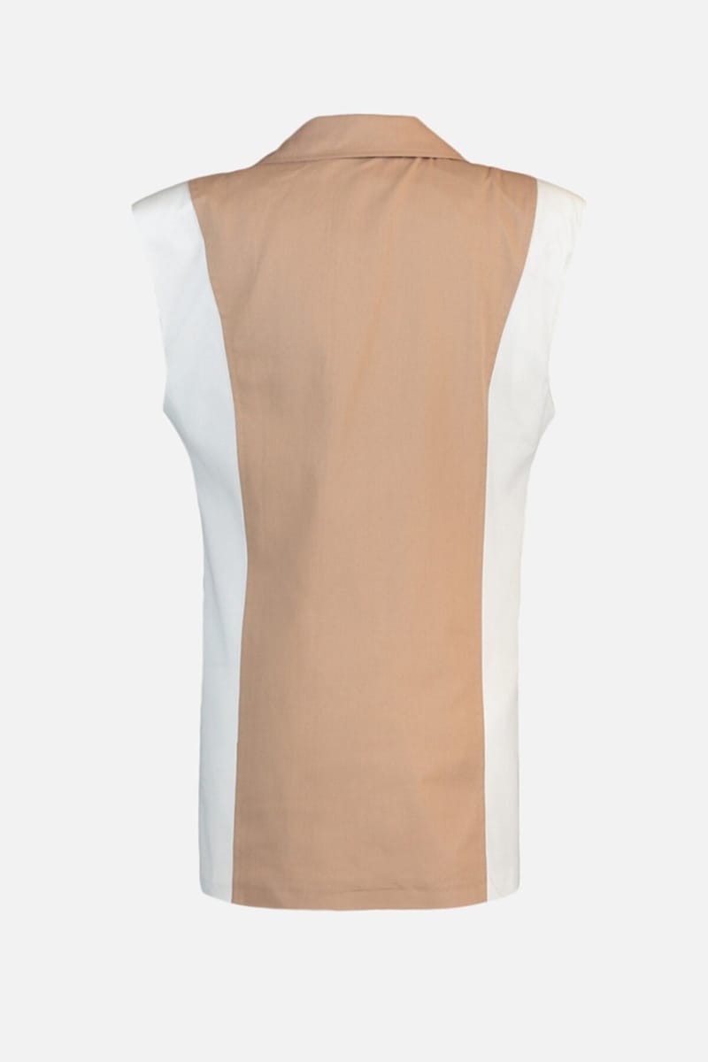 Colorblock Double Breasted Vest Coat - Blazers & Coats 39