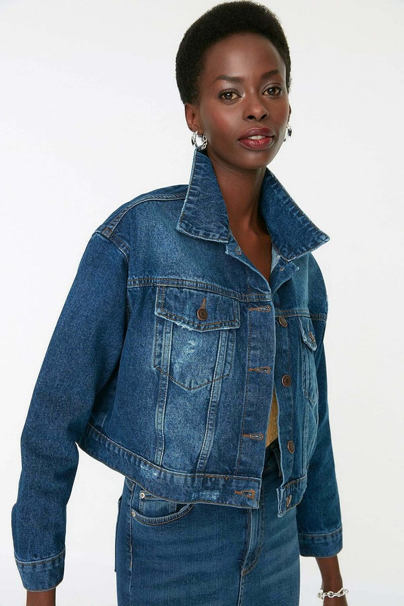 Dark Crop Denim Jacket - Denim Jackets 11