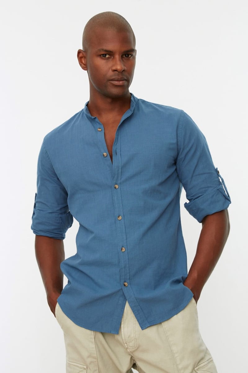 Basic Judge Collar Slim Fit Shirt Trendyol - Men's Long Sleeves Shirts 77