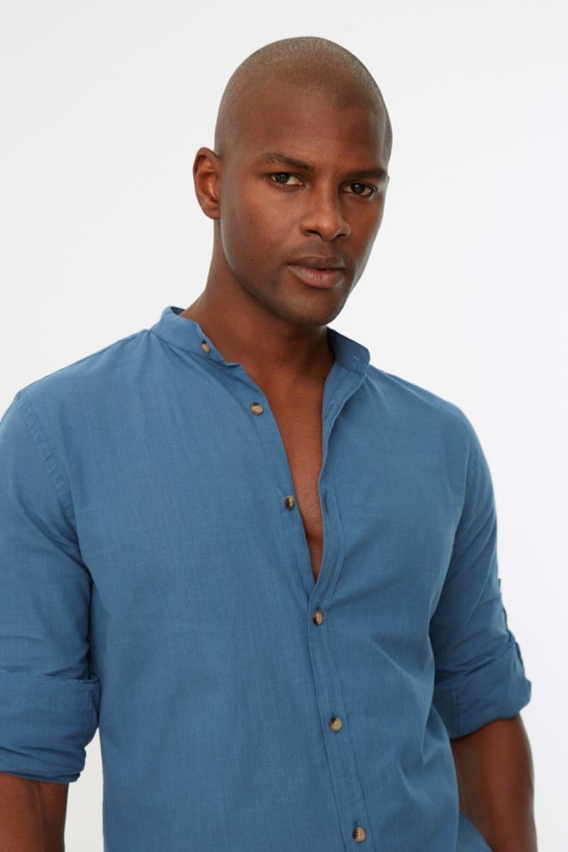 Basic Judge Collar Slim Fit Shirt Trendyol - Men's Long Sleeves Shirts 78