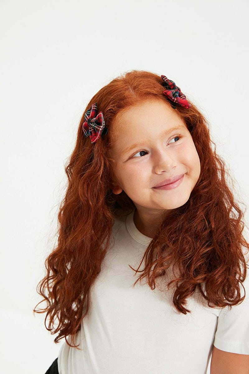 Kids 4 Piece Checked Hairclip - Girls' Accessories