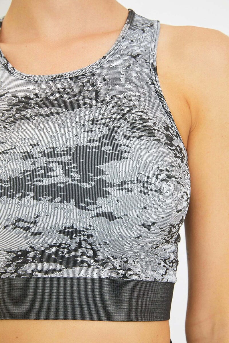 Grey Camo Knitted Sports Women's Bra - Sports Bra 12