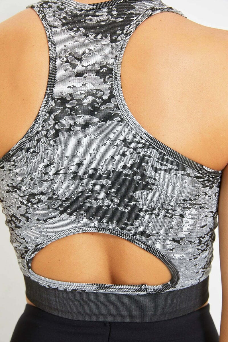 Grey Camo Knitted Sports Women's Bra - Sports Bra 14