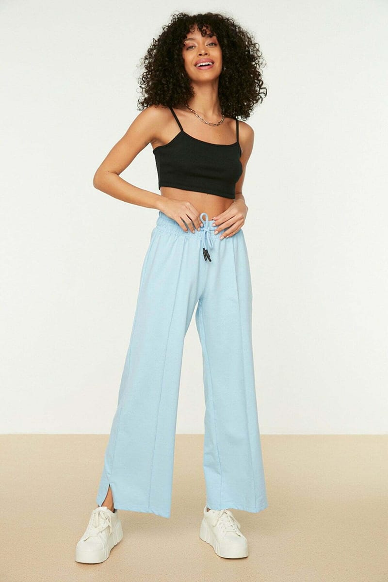Blue High Waist Flare Women's Sweatpant - Sweatpants 16