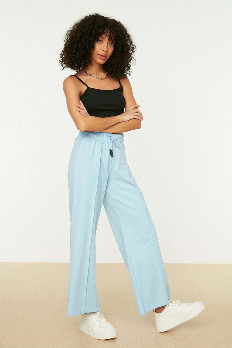 Blue High Waist Flare Women's Sweatpant - Sweatpants 17