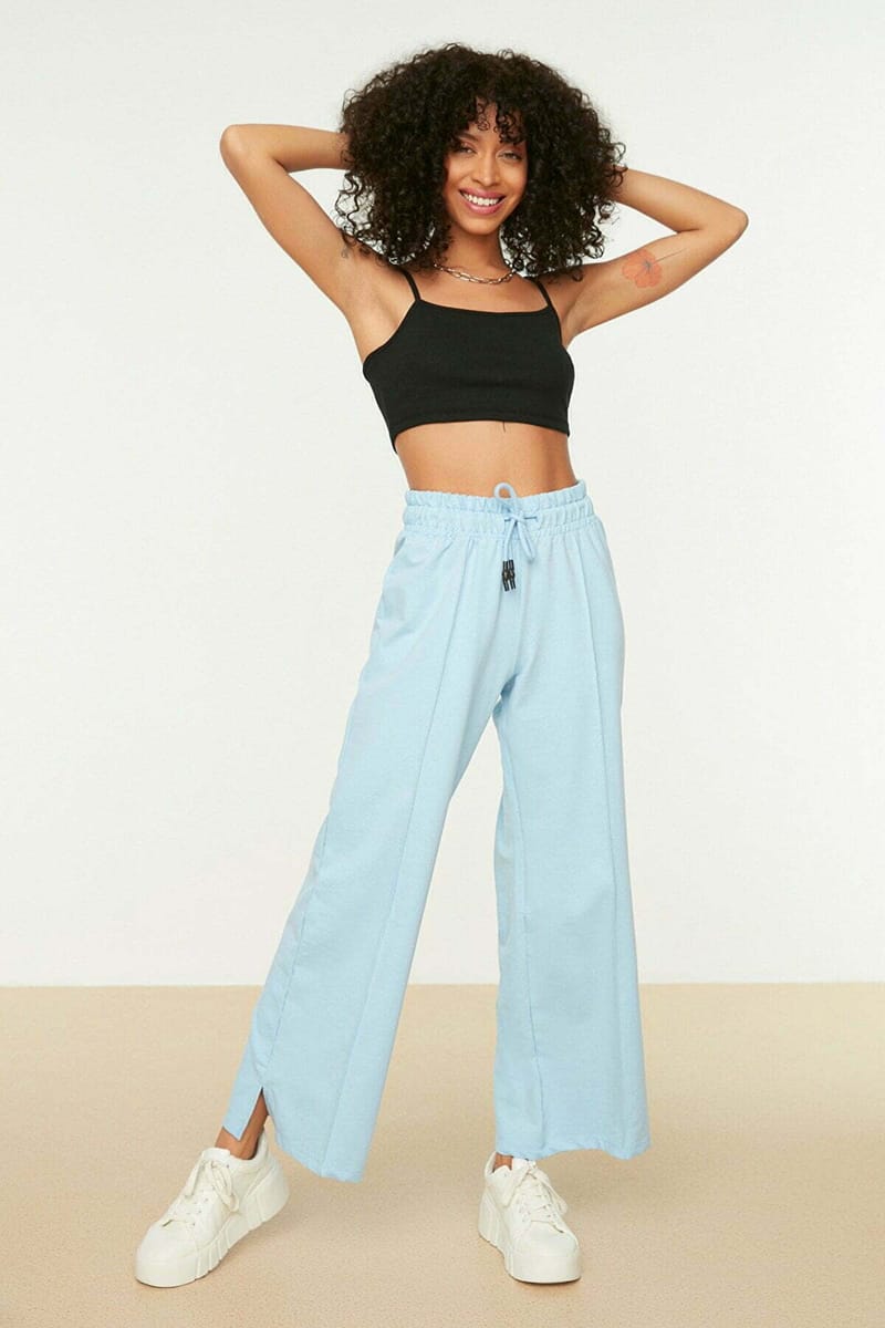 Blue High Waist Flare Women's Sweatpant - Sweatpants 15