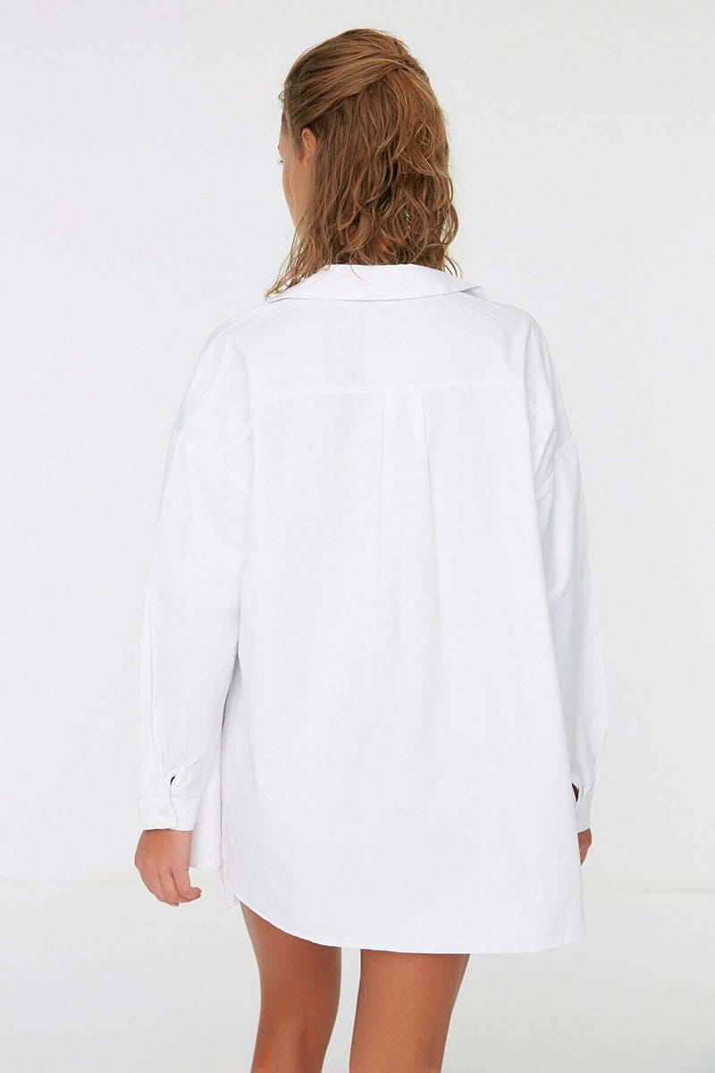 Button Down Oversize Long Sleeve Women's Shirt - Shirts & Blouses 29