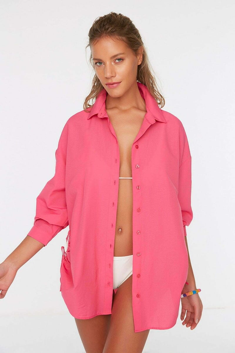 Button Down Oversize Long Sleeve Women's Shirt - Shirts & Blouses 45