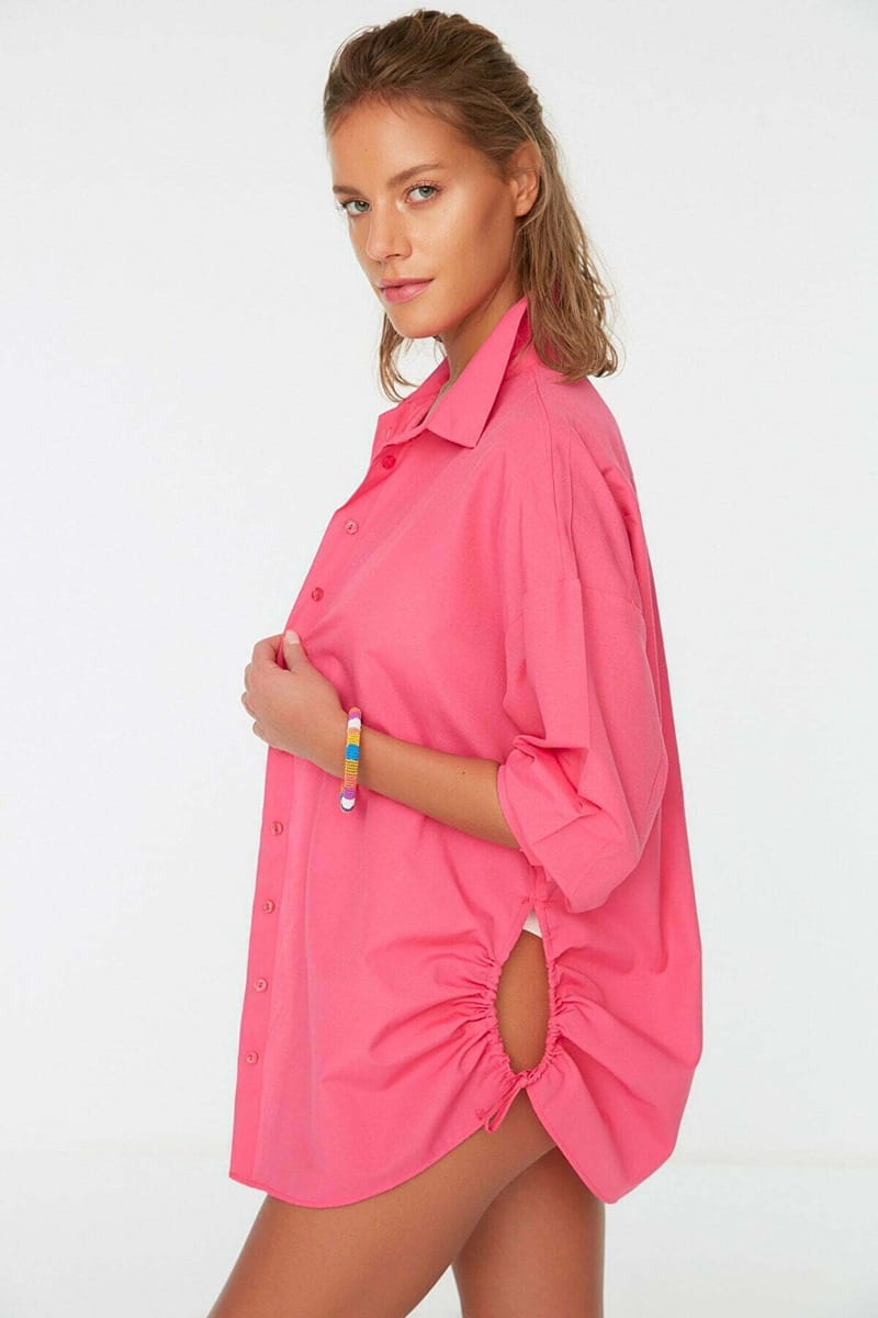 Button Down Oversize Long Sleeve Women's Shirt - Shirts & Blouses 46