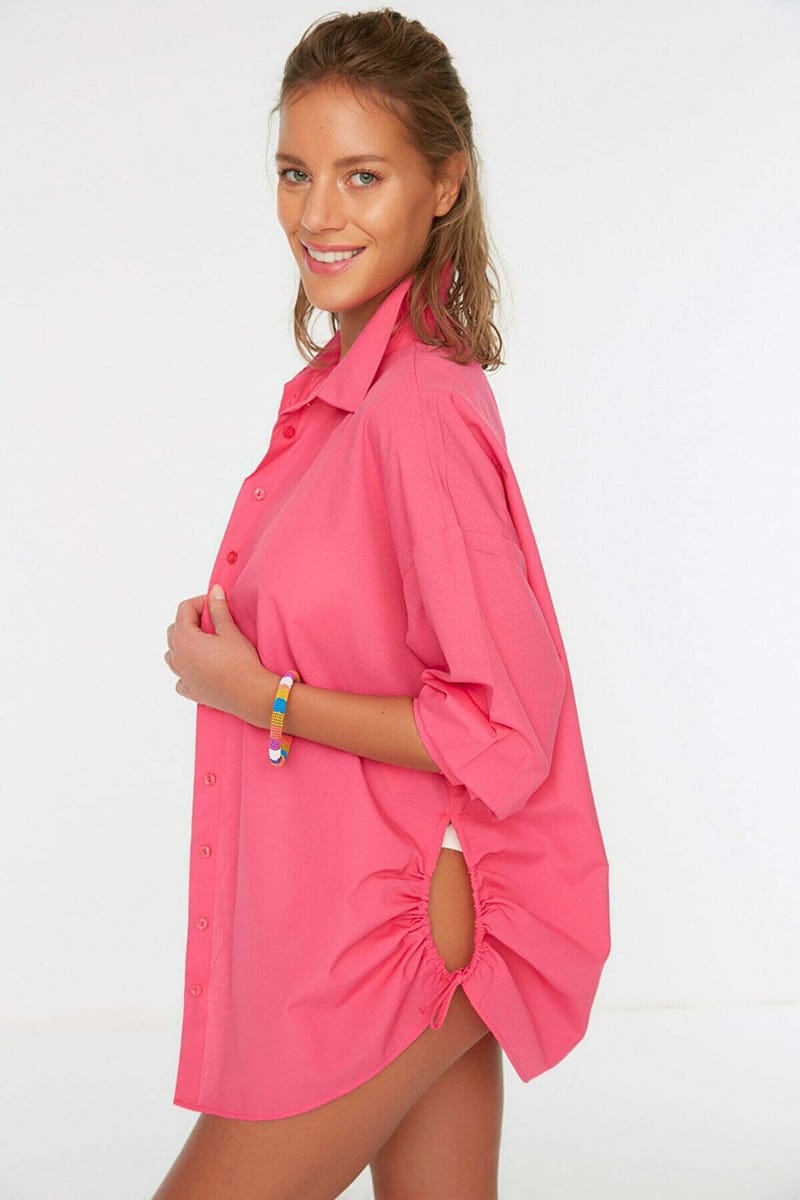 Button Down Oversize Long Sleeve Women's Shirt - Shirts & Blouses 47
