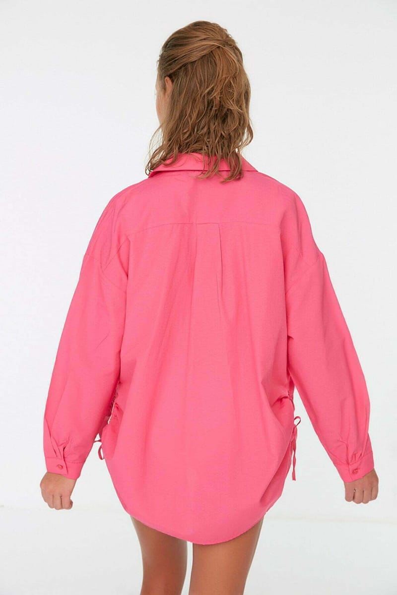 Button Down Oversize Long Sleeve Women's Shirt - Shirts & Blouses 49