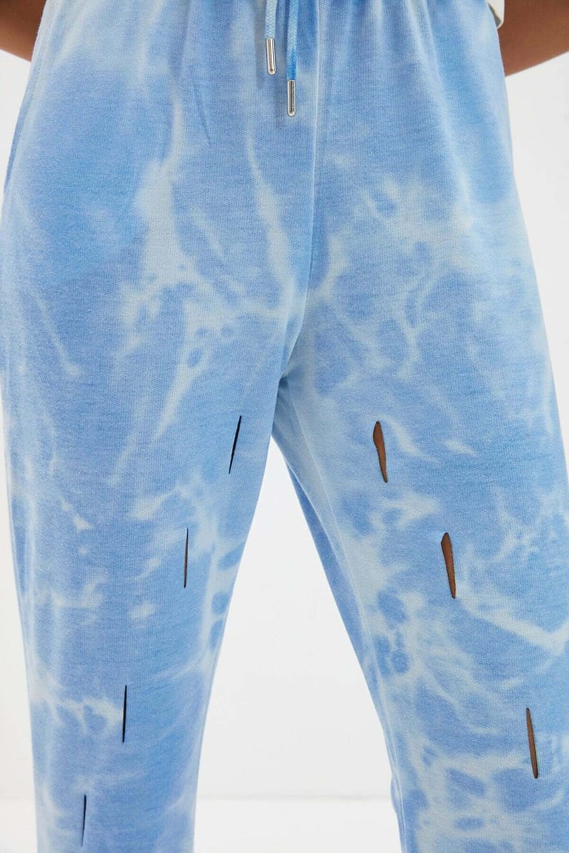 Blue Cropped High Waist Women's Trouser - Leggings & Bottoms 41