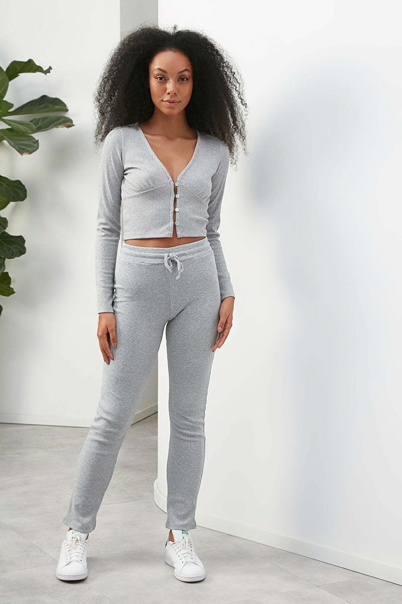 Grey High Waist Women's Pants Trendyol - Women's Trousers 16