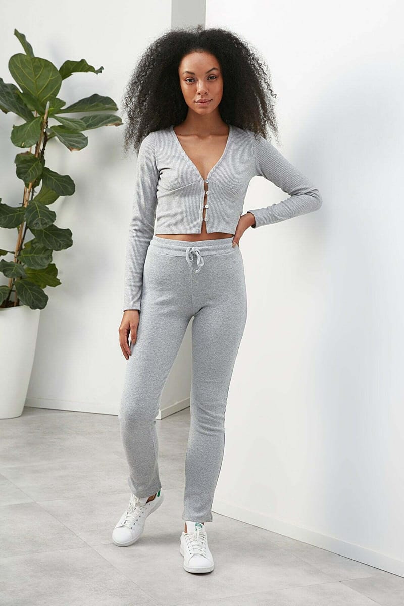 Grey High Waist Women's Pants Trendyol - Women's Trousers 15