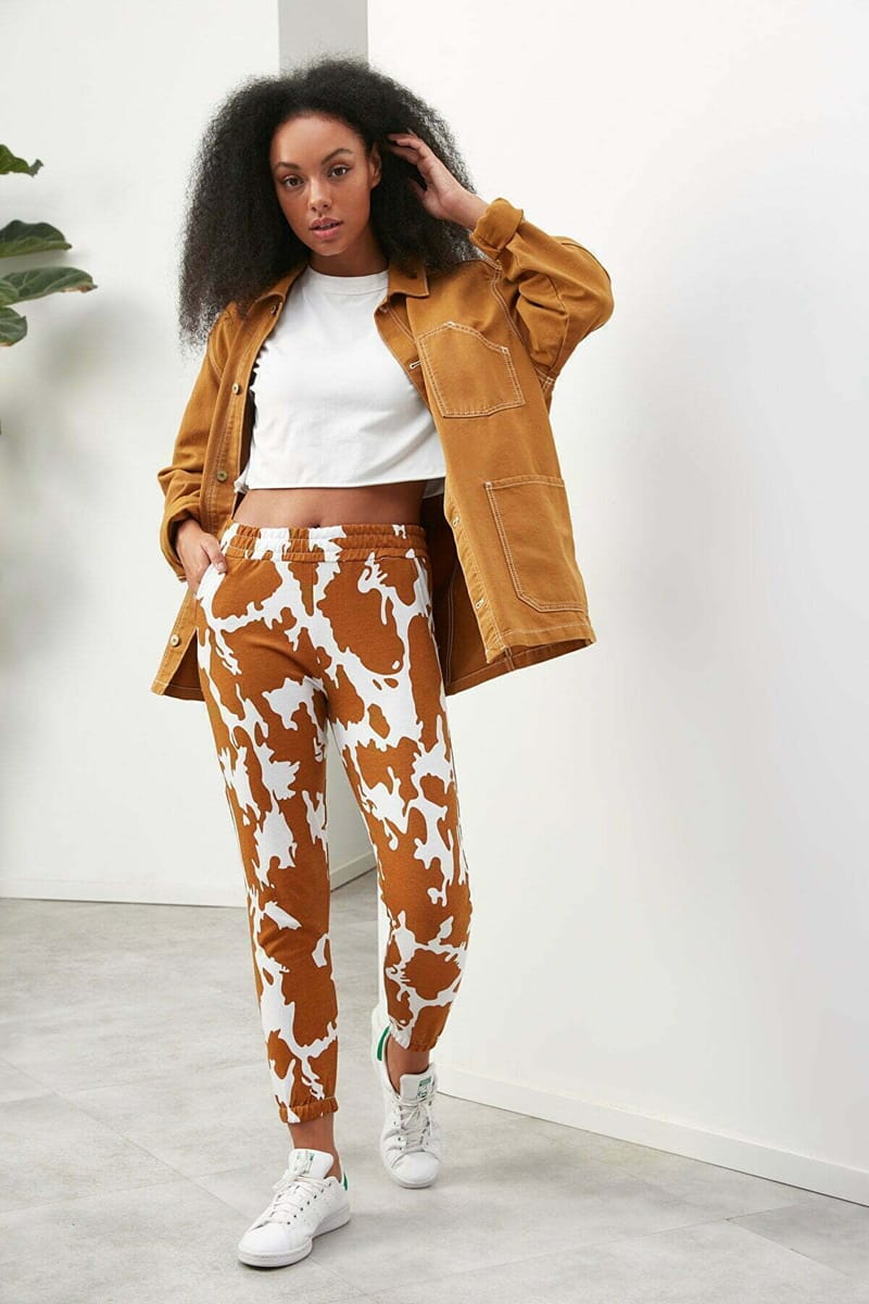 High Waist Printed Sweatpant Trendyol - Women's Sweatpants 25