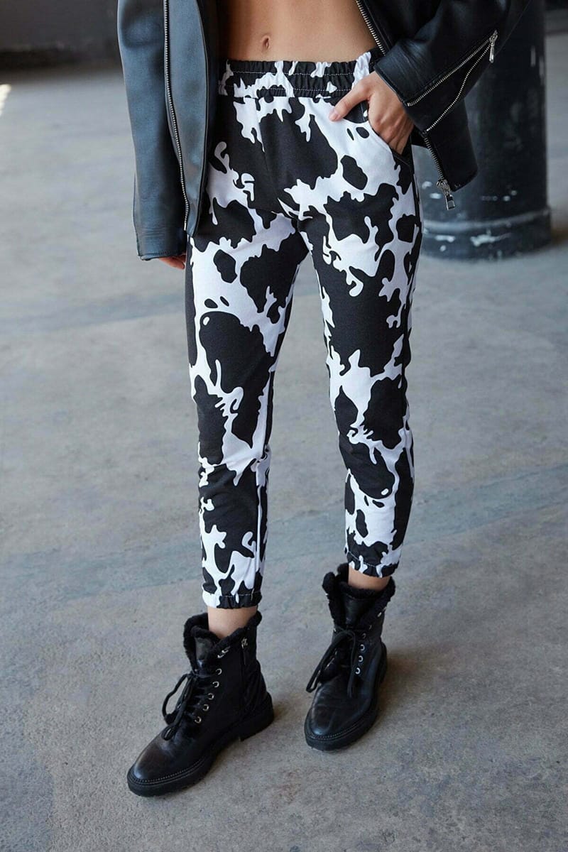 High Waist Printed Sweatpant Trendyol - Women's Sweatpants 38