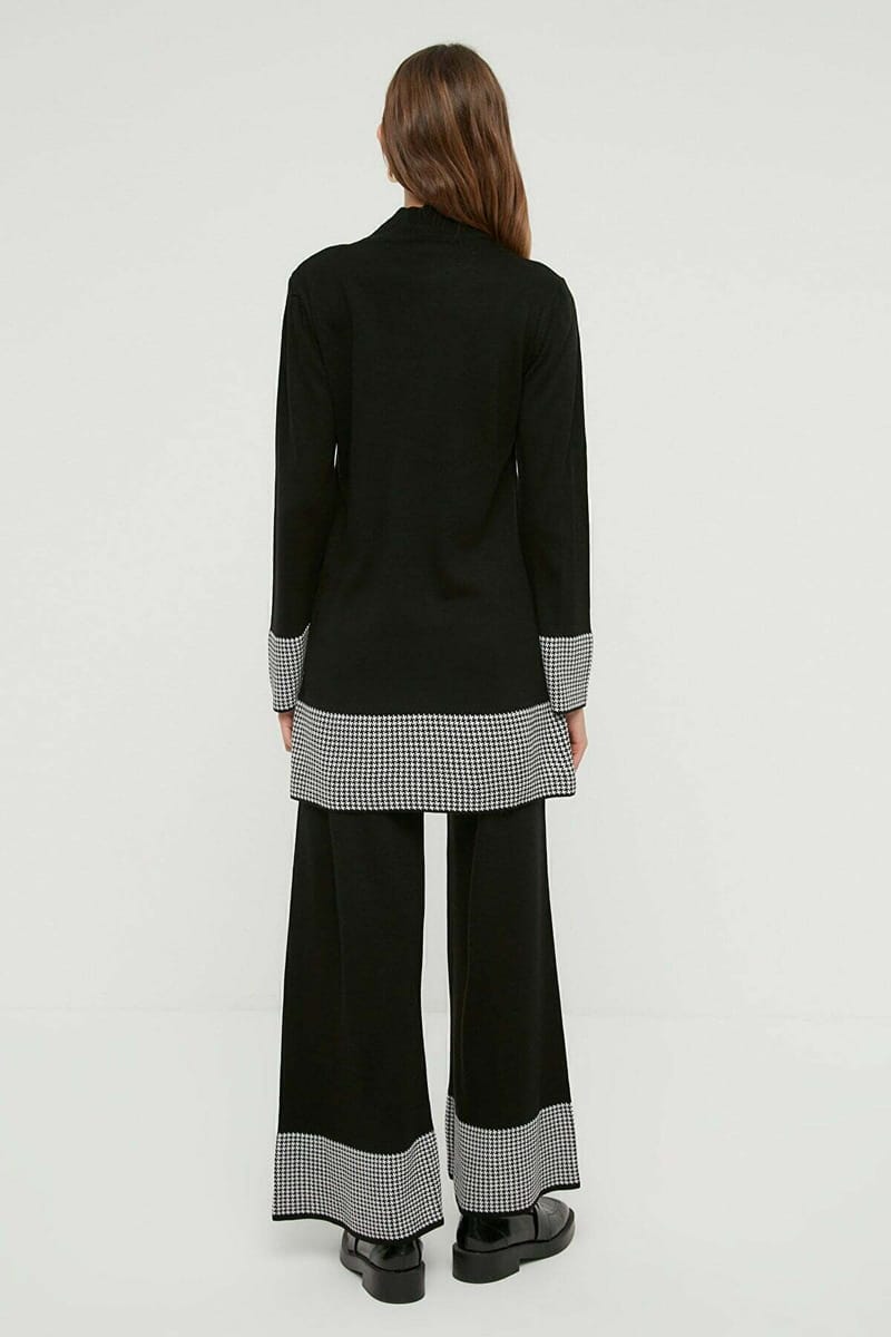 Black Crew Neck Tunic And Flare Pants Women's Set - Co-ord Sets 14