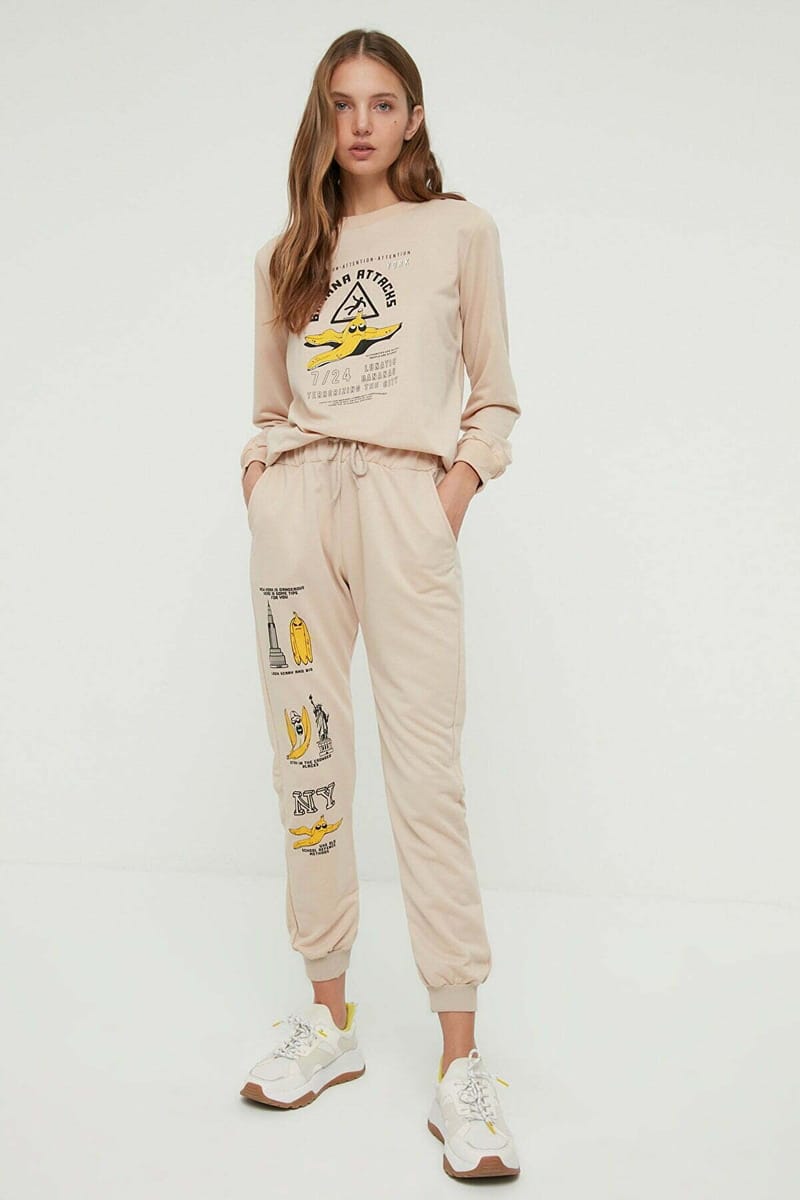 Drawstring Detail Printed Pants Trendyol - Women's Sweatpants 37