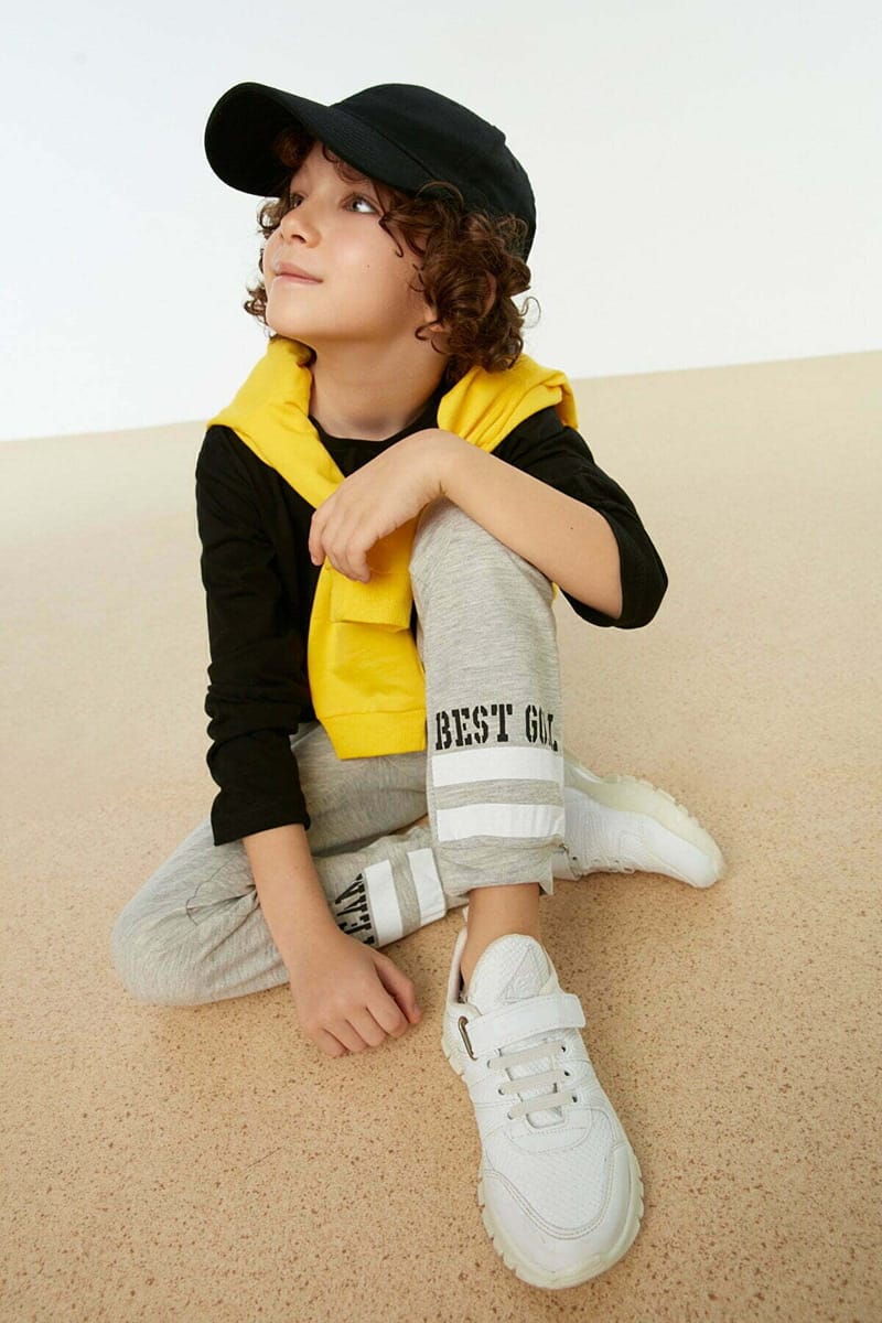 Kids Slogan Cuffed Sweatpants - Trousers & Sweatpants 90