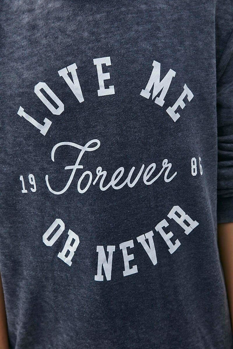 Navy Front Print Crew Neck Graphic Women's Sweatshirt - Sweatshirts 18