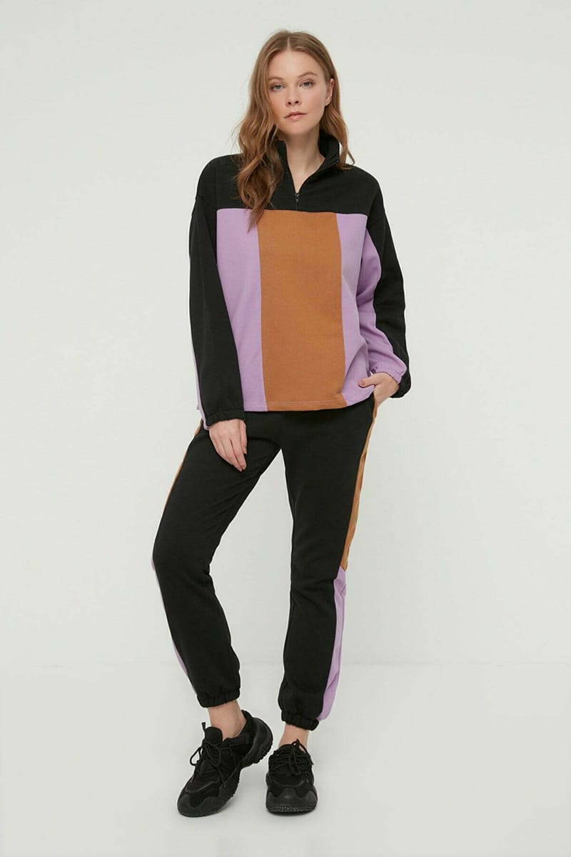 Colorblock Pocket Detail Knitted Sweatpants Trendyol - Women's Sweatpants 21