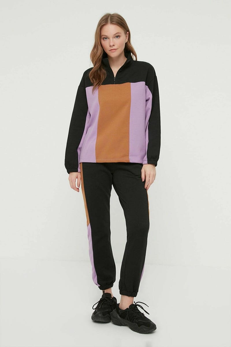 Colorblock Pocket Detail Knitted Sweatpants Trendyol - Women's Sweatpants 23