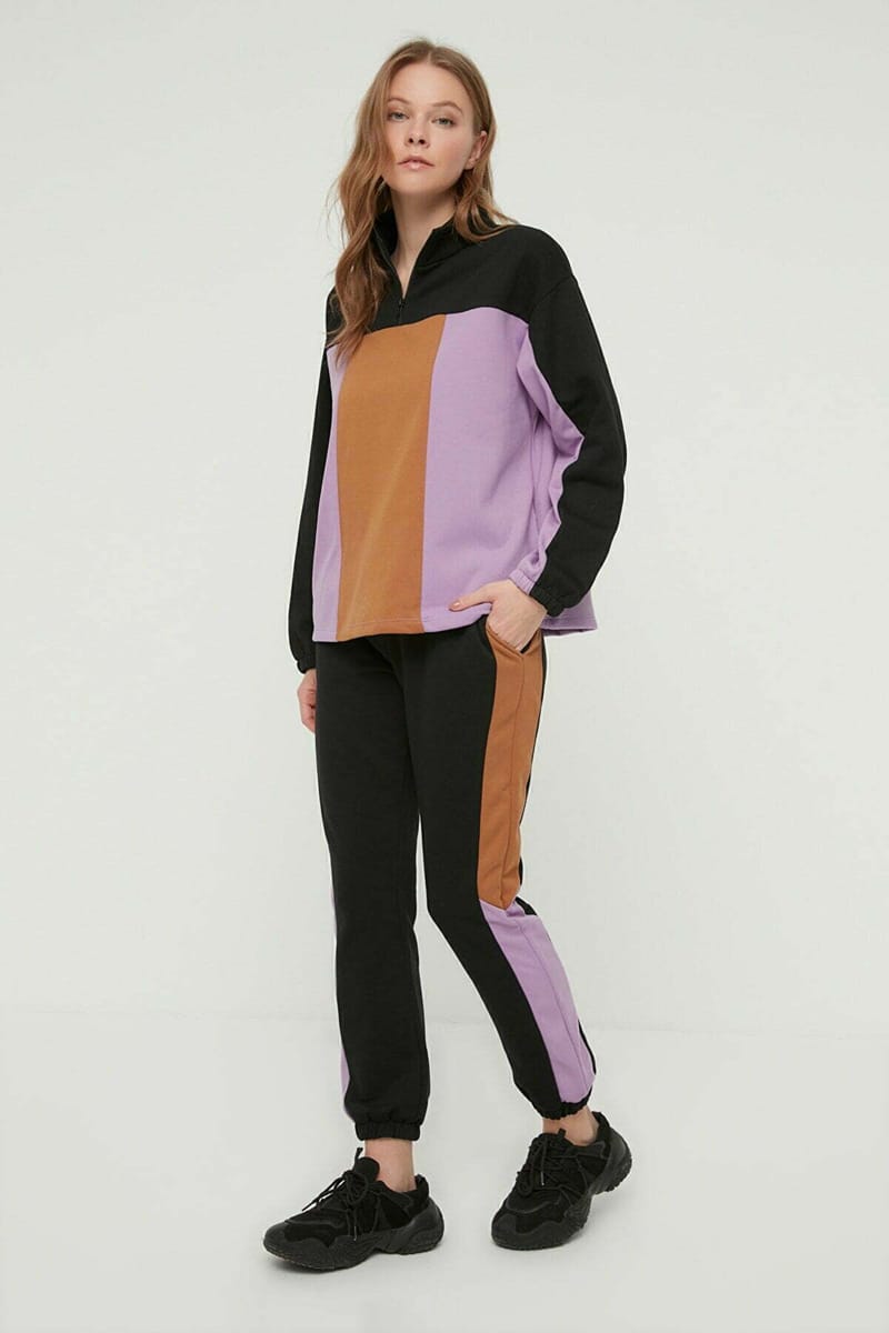Colorblock Pocket Detail Knitted Sweatpants Trendyol - Women's Sweatpants 20