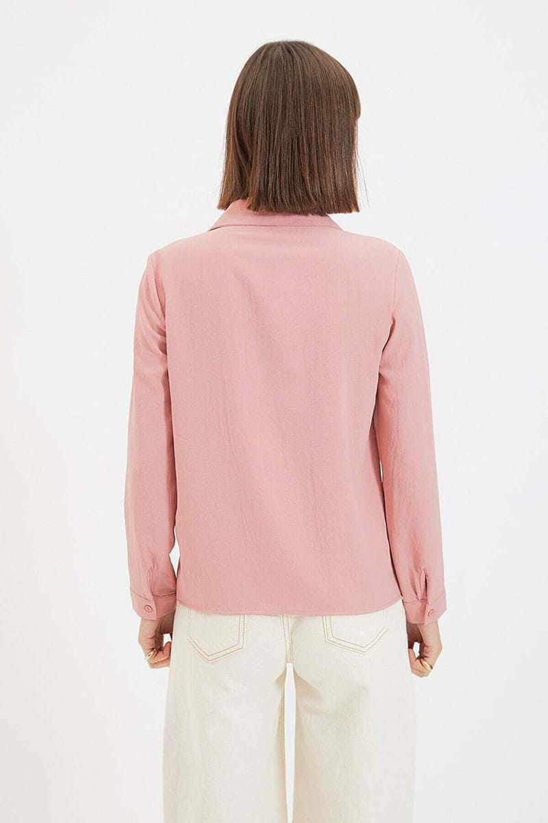 Button Down Rose V Neck Long Sleeve Women's Shirt Trendyol - Women's Shirts & Blouses 40