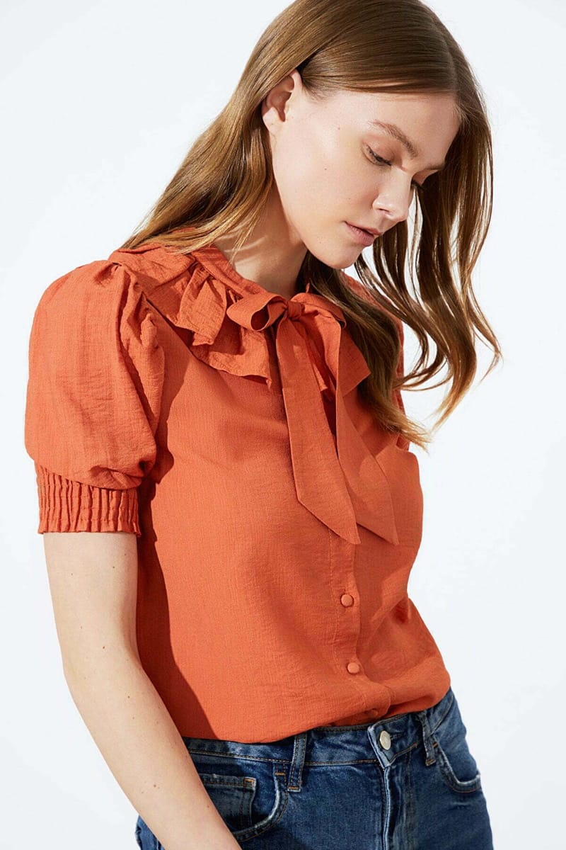 Button Down Short Sleeve Women's Shirt - Shirts & Blouses 46
