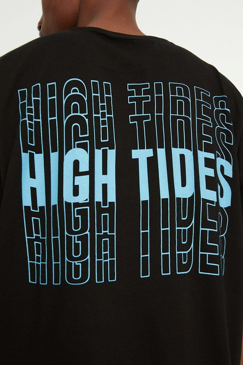 High Tide Back Print Crew Neck Black Men's T-Shirts Trendyol - Men's Short Sleeve T-Shirt 23