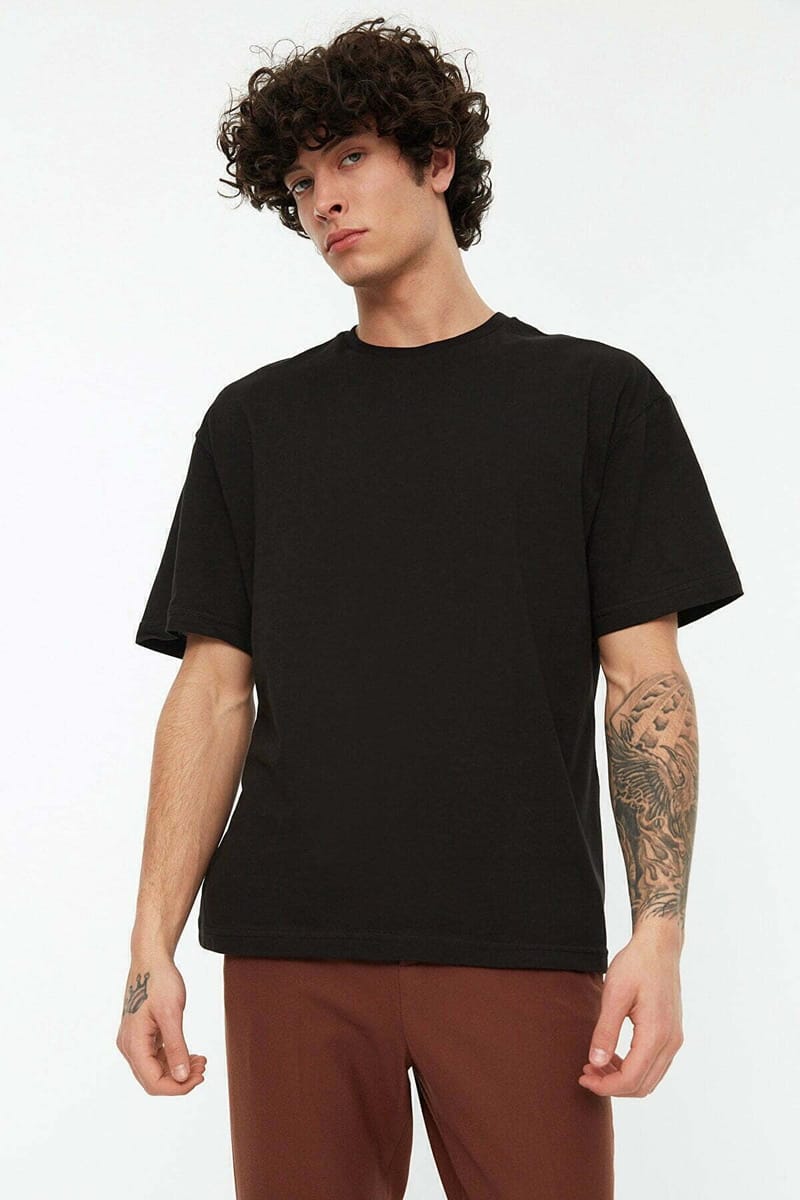 Untitled Back Print Crew Neck Black Men's T-Shirts - Short Sleeve T-Shirt 21