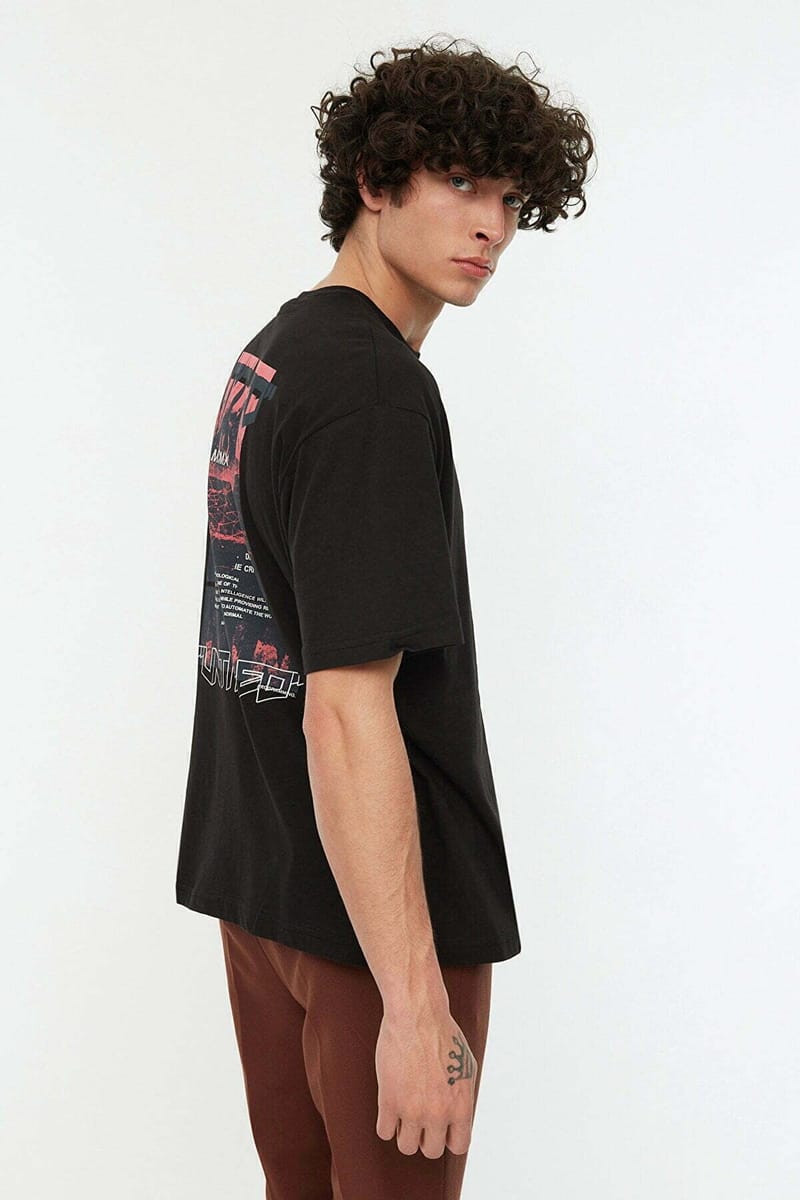 Untitled Back Print Crew Neck Black Men's T-Shirts - Short Sleeve T-Shirt 24