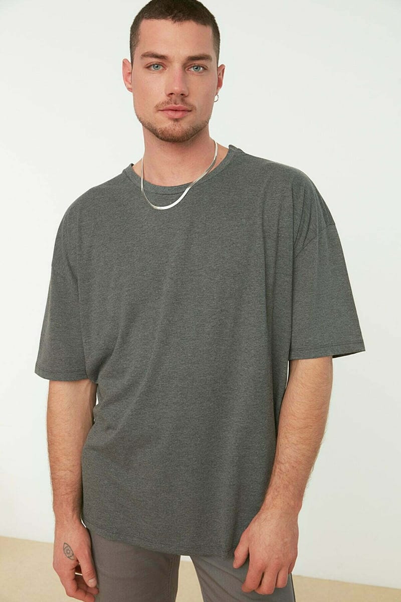 Back Printed Oversize Crew Neck Men's T-Shirt Trendyol - Men's Short Sleeve T-Shirt 46