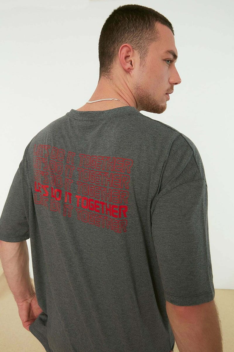 Back Printed Oversize Crew Neck Men's T-Shirt Trendyol - Men's Short Sleeve T-Shirt 48