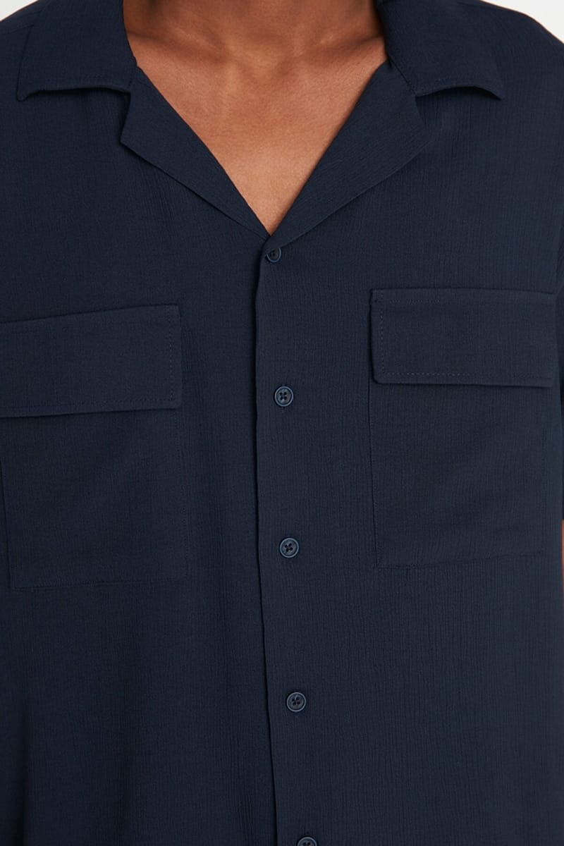 Navy Blue Double Pockets Essential Regular Fit Short Sleeve Men's Shirt Navy Blue Double Pockets Essential Regular Fit Short Sleeve Men's Shirt - Short Sleeves Shirts 22