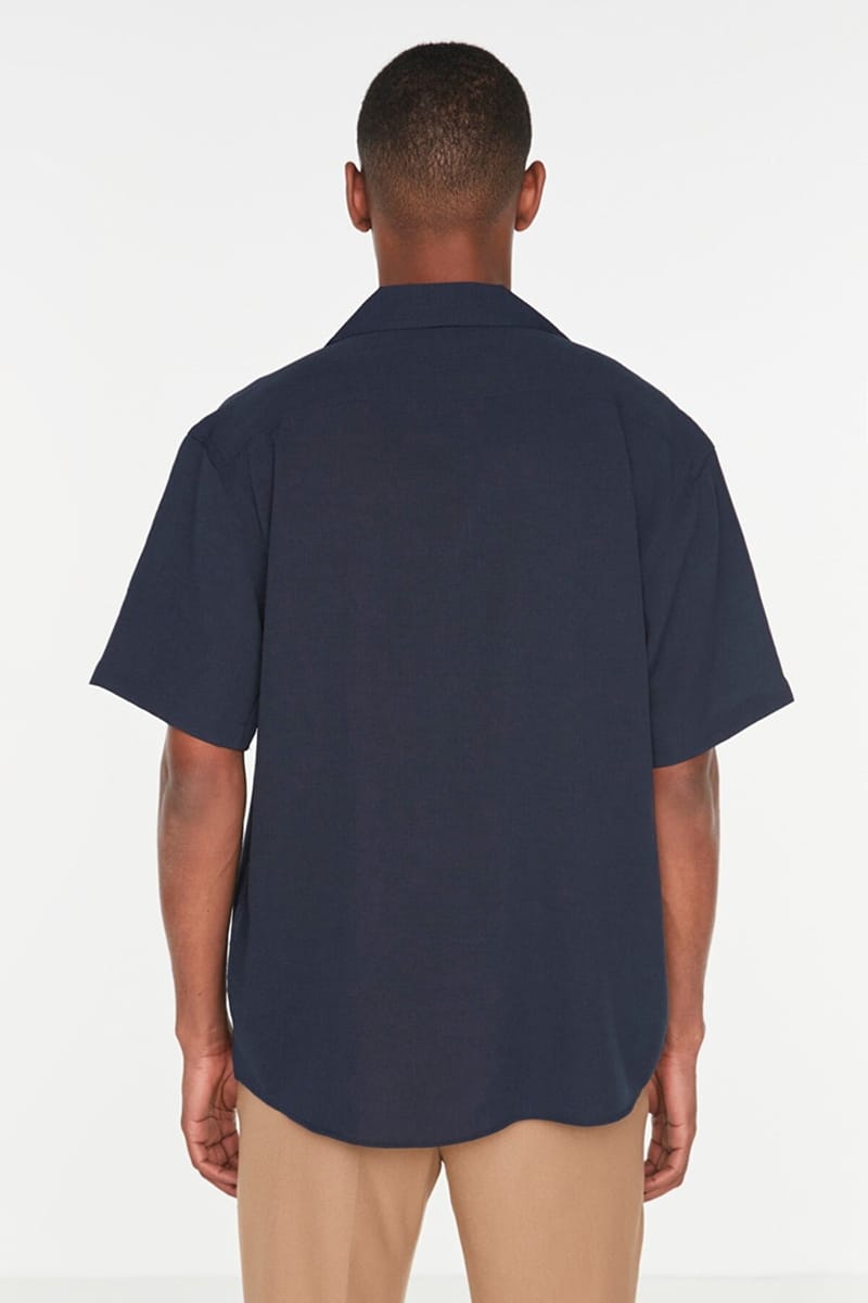 Navy Blue Double Pockets Essential Regular Fit Short Sleeve Men's Shirt Navy Blue Double Pockets Essential Regular Fit Short Sleeve Men's Shirt - Short Sleeves Shirts 24