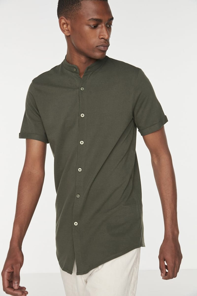 Grandad Collar Slim Fit Shirt Grandad Collar Slim Fit Shirt