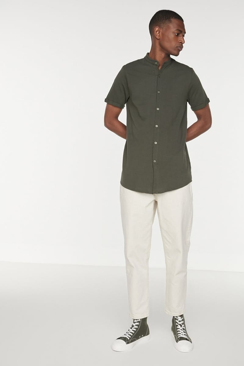 Grandad Collar Slim Fit Shirt Grandad Collar Slim Fit Shirt