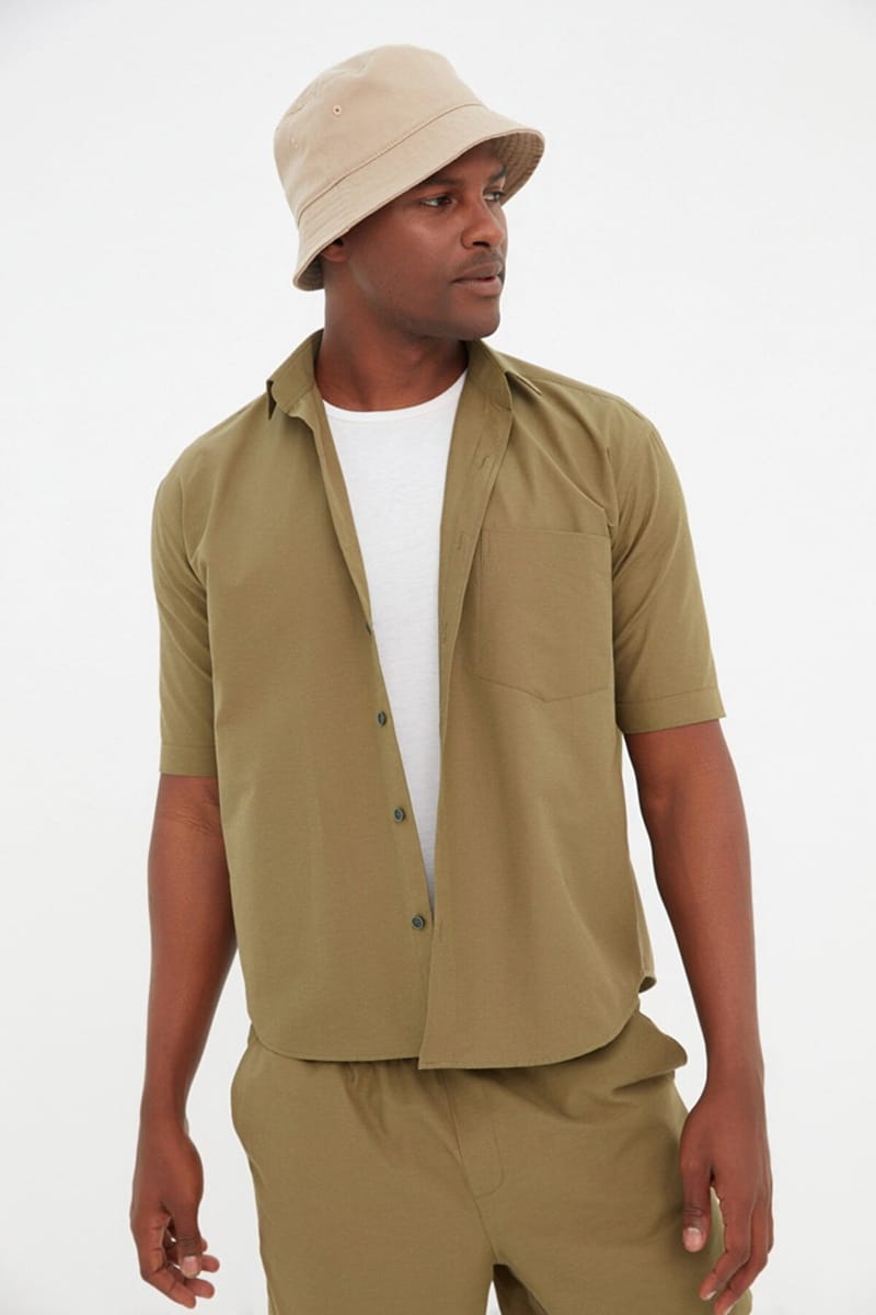 Essential Regular Fit With Pocket Short Sleeve Men's Shirt - Short Sleeves Shirts 23