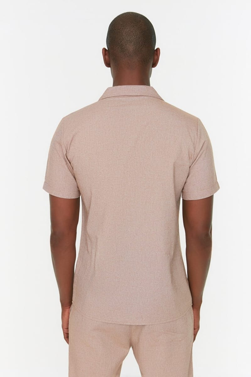 Beige Essential Regular Fit Short Sleeve Men's Shirt Trendyol - Men's Short Sleeves Shirts 24