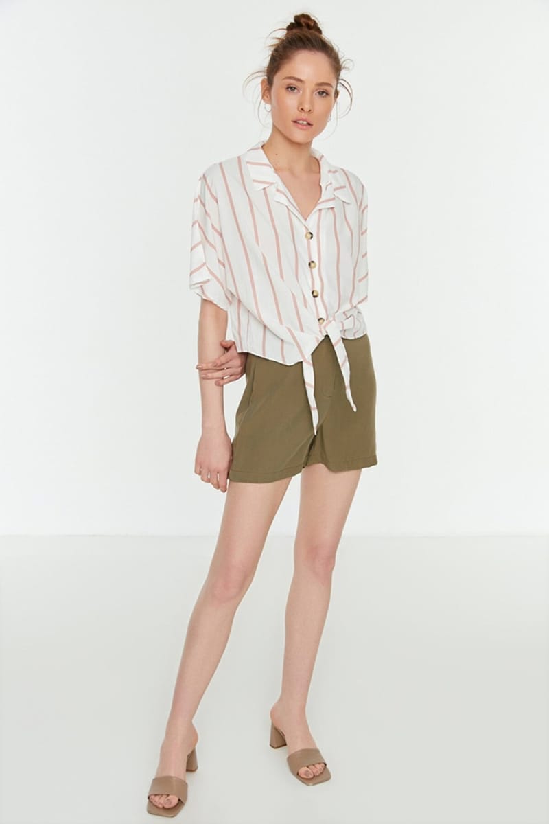 Striped Tie Detail Shirt